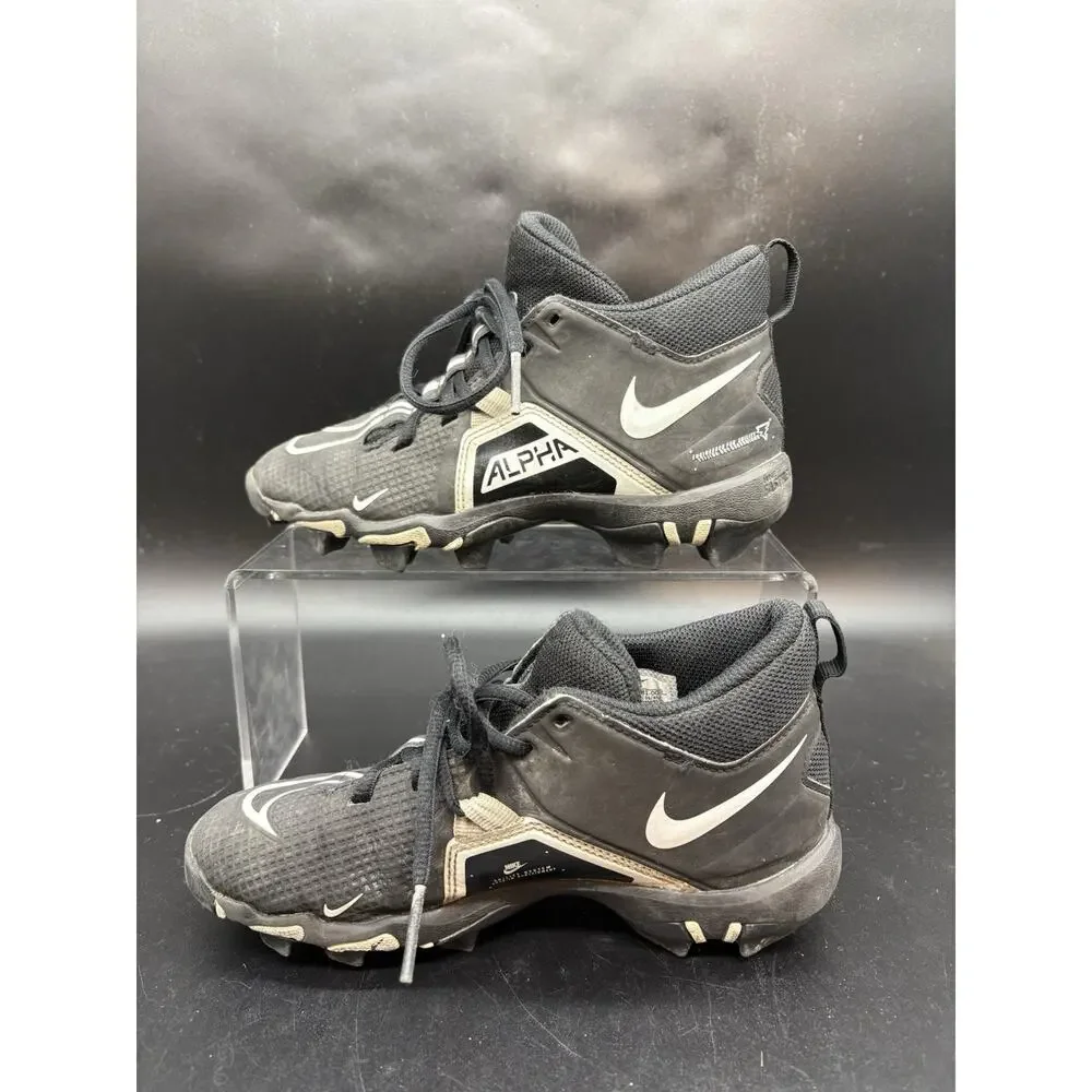 Nike Alpha Menace Shark 3 Football Cleats Youth Size 2Y Black White CV0581-001